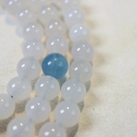 Collier Mala en Agate Blanche 108 Perles Fait Main Bien-être Aigue-marine Bodhi Perles de Prière Méditation Pendentifs Breloques Tendance