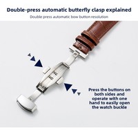Bracelet de montre en cuir motif bambou Lionorm en gros, en stock, 15mm 18mm 19mm 20mm 22mm, avec fermoir papillon pour hommes et femmes