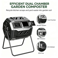 Composteur rotatif à double compartiment pour déchets de cuisine et feuilles de jardin, idéal pour la fabrication de compost