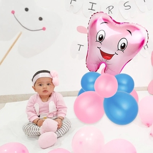 Ballons en aluminium en forme de dents roses et bleues, grande taille, pour la première <span class=keywords><strong>dent</strong></span>, décoration de fête, baby shower, fête d'anniversaire pour garçon ou fille, ballons à l'hélium, sourire, dents - Product Image 2