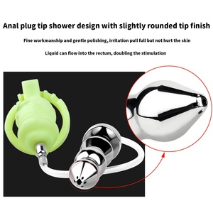 Jaula de Castidad con Bloqueo Frontal e Inserción Trasera, con Tapón Anal y Catéter, Juguete SM de Castidad Masculina, Venta al por Mayor - Product Image 5