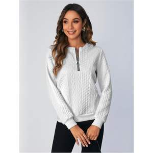 Sweat-shirt personnalisé pour femme, col ras du cou, manches longues, tricot torsadé, respirant, 100 % acrylique - Product Image 5