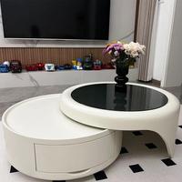 Nouvelle Table Basse Ronde 2026 avec Tiroirs pour Petit Appartement, Style Moderne Simple, Combinaison Coulissante pour Salon