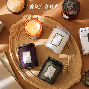 Scented Candles Cylinder Large Capacity Floral Plant Scent Holiday Gift Luxurious Style - Product Image 1