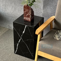 Table basse moderne en marbre noir Marquina poli, socle bas, pour salon, luxe, naturelle, personnalisée, table d'appoint Calacatta
