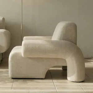 Estilo moderno sala de estar móveis, cadeira de tecido branco boucle estofos ocasionais poltrona acento