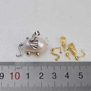 Collier en perles exotiques en forme d'éléphant fait à la main pour femmes, pendentif baroque en argent 925, composants de bijoux creux, bricolage - Product Image 4