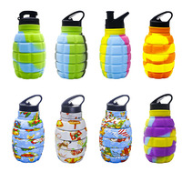 Bouteille d'eau de sport en silicone de qualité alimentaire, pliable, personnalisable et réutilisable