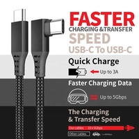 90 degré Angle Droit Nylon Tressé 5Gbps 3A De Charge Type C USB3.1 Gen2 VR Casque Lien Câble Pour Oculus Quête 2 Lien 16FT/5M