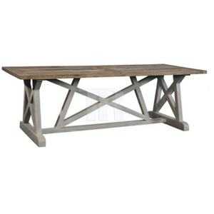 โต๊ะอาหารทรงกากบาทฐานไม้เอล์มโบราณรีไซเคิล - Product Image 1