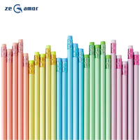 Crayon en bois standard noir HB Zeamor personnalisé aux couleurs macaron avec gomme, impression UV, 15 cm, pour usage promotionnel professionnel