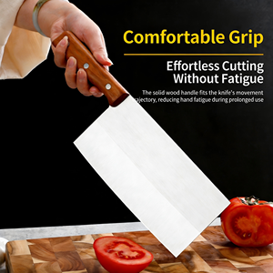 Couteau de cuisine forgé à la main 2 en 1, trancheur et hachoir, lame 4Cr13, manche en bois durable, couteau de chef professionnel pour la maison et les restaurants - Product Image 5