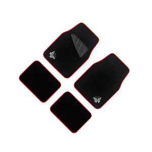 Broderie papillon blanc 4 pièces tapis de voiture avec coussin de talon en PVC antidérapant automobile universel pour SUV, berline, voiture, fourgonnettes - Product Image 1