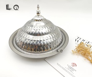 Exquisite Luxury Round Stainless Steel Hotel <strong>Buffet</strong> Dinner Dish Food Plate Restaurant Serving <strong>Tray</strong> <strong>With</strong> <strong>Lid</strong> - Product Image 4
