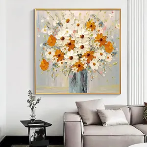 High Quality Handmade Abstract Oil on Canvas Flowers Paintings Wholesale Wall Decoration Artwork