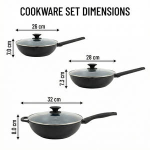 <span class=keywords><strong>Wok</strong></span> E-TOP de 26, 28 y <span class=keywords><strong>32</strong></span> <span class=keywords><strong>cm</strong></span>, Negro, Forjado, con Tapa, Base Grande para Inducción, Revestimiento Antiadherente, Calidad Certificada, Sartén Profunda - Product Image 2