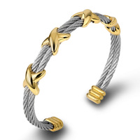 Bracelet en acier titane pour hommes, femmes, couple, fil d'acier, double corde, punk X, acier inoxydable, 2023