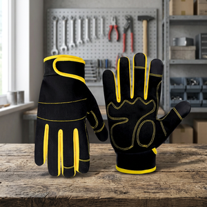 Gants de travail en PU noir JNA GROUP, bouts des doigts texturés, antidérapants, résistants à l'abrasion, avec poignet élastique, usage général, sans latex - Product Image 4