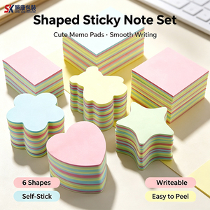 Ensemble de notes autocollantes en forme de SK, 6 formes, blocs-notes adhésifs pour le bureau et l'école - Product Image 1