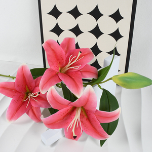 Thực Tế Nhân Tạo Lily Duy Nhất Thân Cây 3 Hoa 1 Nụ Kết Cấu Tự Nhiên Giả Lily Dây Gốc Cho Sự Kiện Nhà Trang Trí Nội Thất Cho Ngày Của Mẹ - Product Image 6