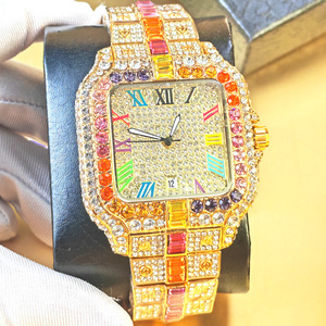 <span class=keywords><strong>2026</strong></span> Rainbow <span class=keywords><strong>Ice</strong></span> <span class=keywords><strong>Watch</strong></span> voor heren Luxe quartzhorloges Man Fashion Hip Hop Full Diamond Polshorloge Dropshipping - Product Image 4