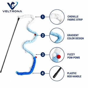 Baguette de chaton interactive avec pompon en chenille bleu dégradé et clochette, tige en plastique de 50 cm - Product Image 3