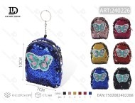 Butterfly Sequins <b>Backpack</b> Coin <b>Purse</b> 5 Inch Mini Zipper Closure Unisex Creative Style - Product Image 1