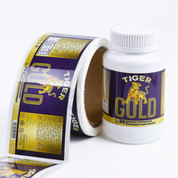 Autocollant privé des étiquettes d'emballage en feuille d'or imperméable en vinyle multivitaminé d'ingrédients naturels personnalisés de vitamines de santé