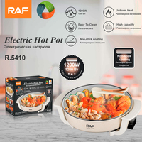 RAF R.5410 6L 1200W 30x30cm Marmite Électrique Antiadhésive en Aluminium Moulé Chauffage Uniforme Couvercle en Verre Poignées Latérales Cuisson sur Table