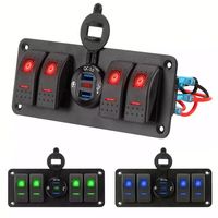 Panneau de commutation à bascule 4 gangs pour bateau avec voltmètre LED, étanche, 12V-24V DC, double charge rapide USB QC 3.0 pour voitures, camions, bateaux, camping-cars