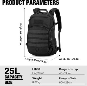 Mardingtop 25L nhỏ chiến thuật Ba lô Molle Đi Bộ Đường Dài Ba lô với dây kéo đóng cửa cho đi xe đạp đi xe đạp bền Polyester Lót - Product Image 3