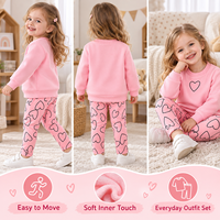 Ensemble de survêtement rose à imprimé cœur pour filles, vente en gros, sweat-shirt et pantalon doux, tenue confortable pour enfants, prend en charge OEM ODM