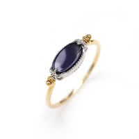 Bague Réversible en Argent Sterling 925 Plaqué Or 14K avec Pierres Précieuses Cordierite, Iolite et Dichroite Anti-Anxiété de l'Usine Mlluki