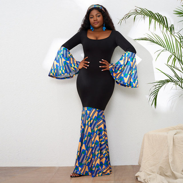 long sleeve ankara dress Ankara Straight Gown Simple Long Ankara Gowns Long Sleeve Long Straight Dress Ankara Maxi Dress Ankara