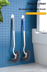 Wall-mounted S-type S-type Toilet <b>Brush</b> Soft Hair No Dead Corners Corner <b>Brush</b> <b>Long</b> <b>Handle</b> Squatting Toilet Cleaning <b>Brush</b> - Product Image 3