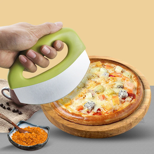 Pizza Cutter with Cover Stainless Steel Food Chopper Pizza <b>Slicing</b> Herb Cheese Knife Cutter Manual Pizza Cutting Kitchen Tool - Product Image 2