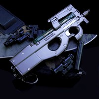 Accessoires d'animation de jeu d'évasion Jedi P90 mitraillette, vente en gros, porte-clés personnalisé, jouet pistolet de simulation entièrement métallique détachable