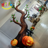 Arbre gonflable de grande taille simulé pour la décoration d'Halloween en extérieur avec lampe citrouille
