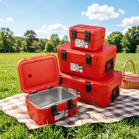 Ensemble de 4 boîtes de rangement de cuisine empilables pour usage commercial et domestique, 8L-48L, rectangulaires, en acier inoxydable, isothermes, écologiques