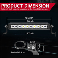 Barre LED 50W à profil bas, à montage derrière la calandre, faisceau combiné spot et flood de 12 pouces, pour voitures et camions