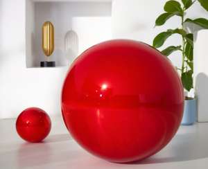 아르데코 스타일 보석 레드 스테인리스 스틸 원형 볼 홈 데코 천장 장식 볼 - Product Image 4