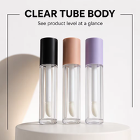 Tube de brillant à lèvres transparent de 6 ml en gros avec bouchon à vis, grand pinceau, forme ronde, tubes de brillant à lèvres vides de grande taille