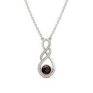 Collier infini en argent sterling – Pendentif pavé de zircons étincelants pour femme au design moderne - Product Image 1