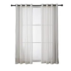 Line Sheer Curtains Linen Blend Privacy Window Treatment Drapes Farmhouse Decor for Bedroom Living Room Sliding Glass Door