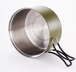 Green Non Stick Coating Stainless Steel Camping Cook <strong>Kit</strong> with Solid Wood Handle Frying Pans for Outdoor <strong>Cooking</strong> OEM/ODM Factory - Product Image 3