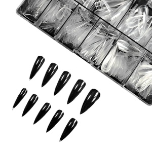 504 Pièces d'ongles carrées transparentes, professionnelles pour salon de manucure, couverture complète, ultra-fines, sans trace, en ABS, avec colle - Product Image 1