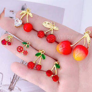 Collier pendentif cerise <span class=keywords><strong>rouge</strong></span> adorable, bijou fantaisie, pendentif fruit frais et mignon pour cadeau - Product Image 4