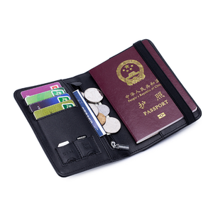 Titulaire de la carte de blocage RFID mince en cuir véritable pour hommes personnalisé pour billet de voyage et <span class=keywords><strong>passeport</strong></span> populaire pour les femmes - Product Image 3