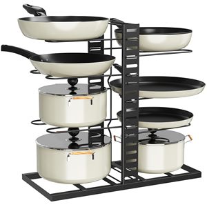 8-Tier Kitchen Cabinet Organizers Detachable Cookware Storage with Adjustable <b>Pot</b> Racks Metal and Iron <b>Pots</b> and Pans Organizer - Product Image 1