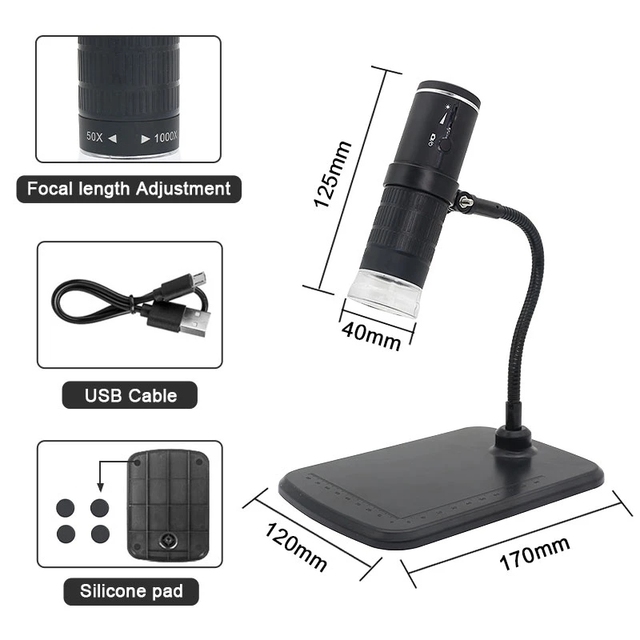 1000X Digital Microscope HD LED USB WiFi Digital Video Mobile Phone Microscope Camera for Smartphone